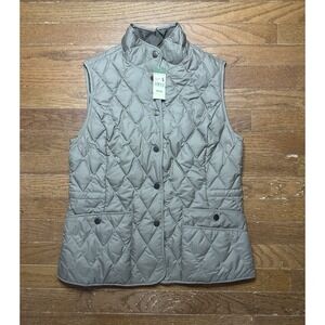 Eddie Bauer Womens S Quilted Goose Down EB-550 Fill Power Vest Beige Snap NEW